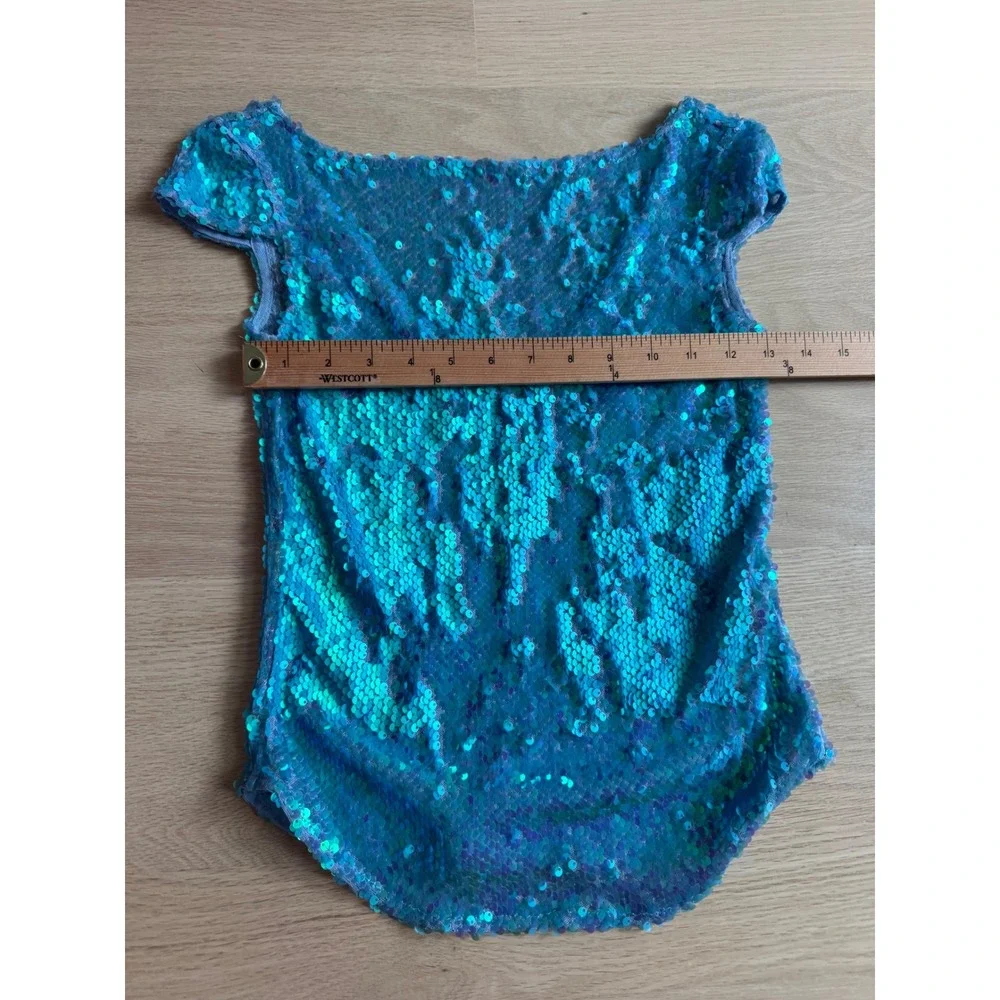 Intimately Free People Turquoise Iridescent Sequin Cap Sleeve Top OB2107105 XS